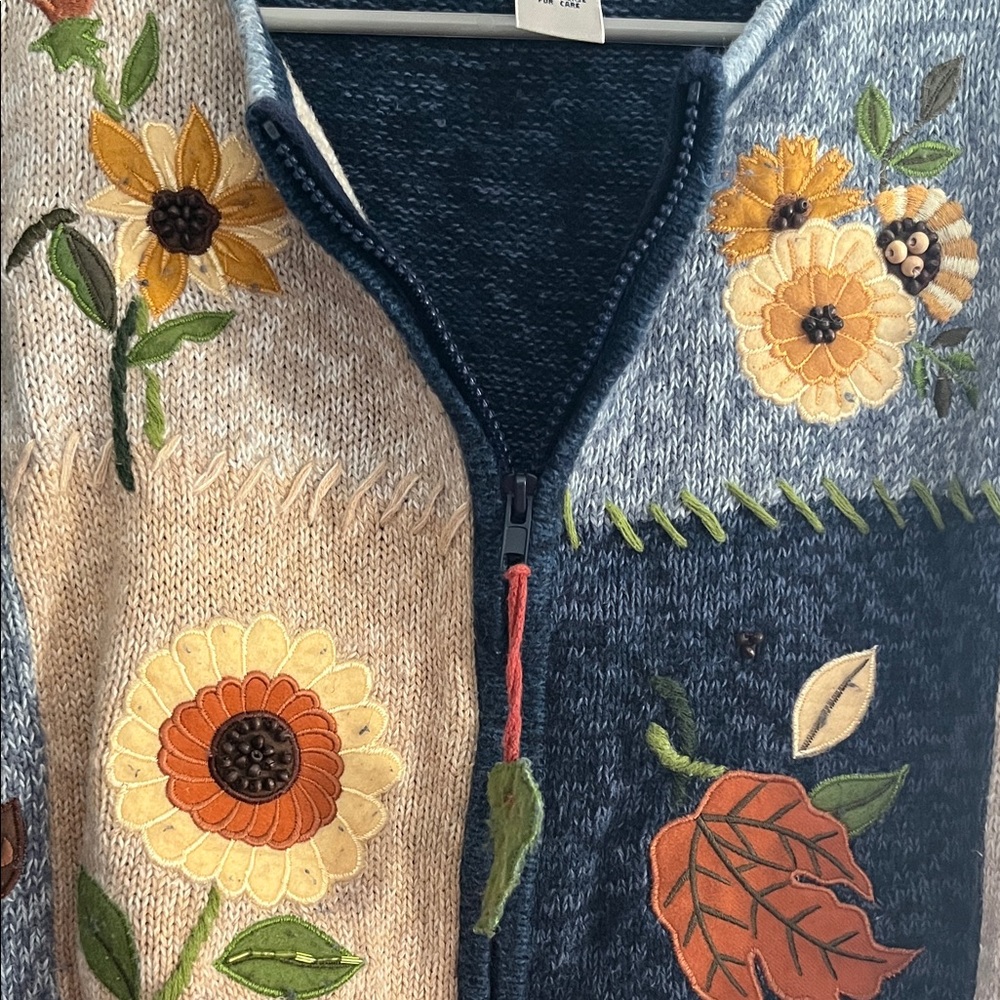 Vintage Women’s Autumn Floral Patchwork Sweater - Multicolor - Picture 6 of 11